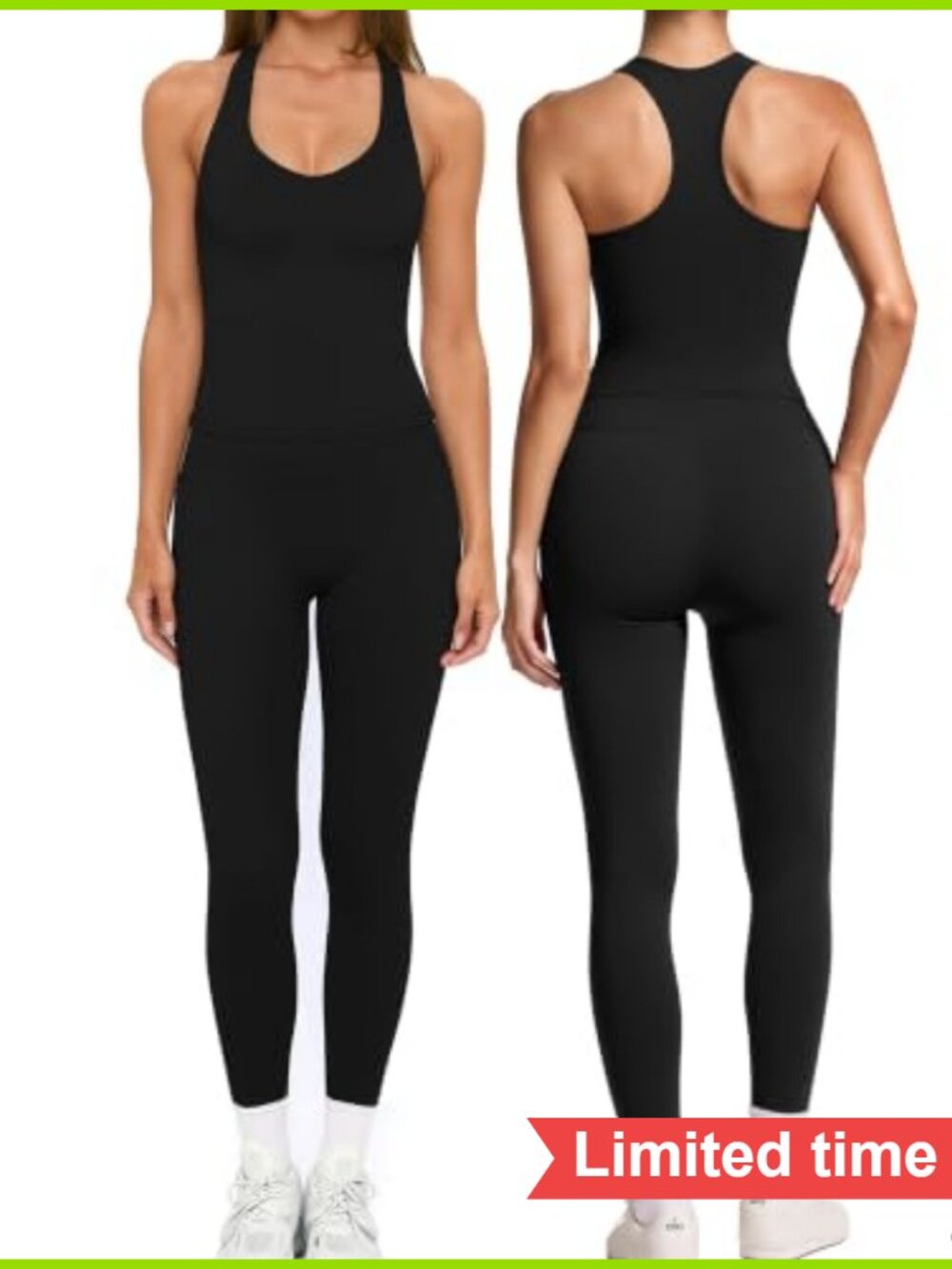 2 Piece Workout Set Racerback Sports Bra High Waisted Leggings Yoga Gym